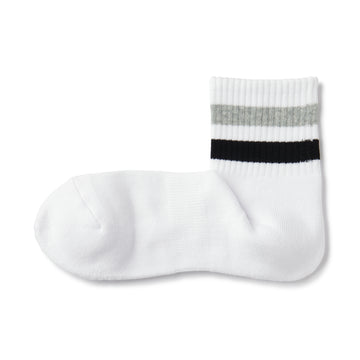 Pile Striped Short Socks White Stripe 25-27cm (US W9-11 M7.5-10) MUJI