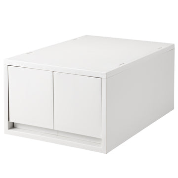 Polypropylene Storage Case 2 Drawer White Grey - Deep (W26 x D37 x H17.5 cm) MUJI