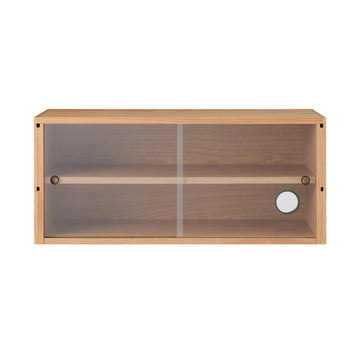 SUS Shelving Unit - Oak - Box With Glass Sliding Door MUJI