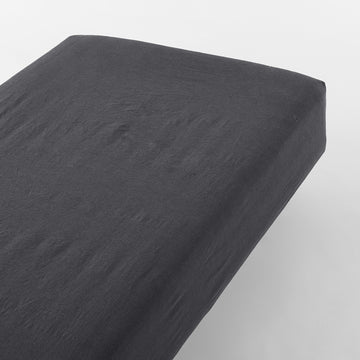 Washed Cotton Fitted Sheet Dark Grey MUJI