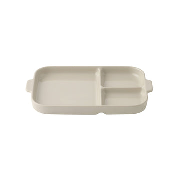Stoneware Divided Plate - Grey Beige MUJI