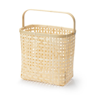 Bamboo Open Weave Basket with Handle - Medium (W25.5 x D18 x H24 cm) MUJI