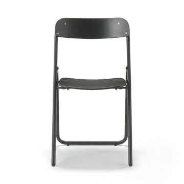 Steel Pipe Folding Chair with Wooden Seat - Dark Grey MUJI