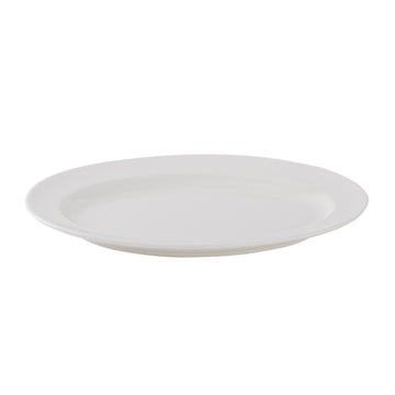 Porcelain Rimmed Oval Dinner Plate - White
