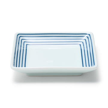 Hasami Ware Square Plate - Horizontal Stripes MUJI