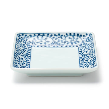 Hasami Ware Square Plate - Arabesque Pattern MUJI