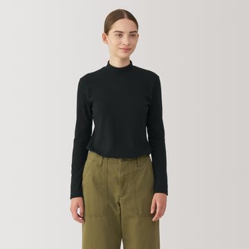 Brushed Ribbed High Neck Long Sleeve T-Shirt MUJI