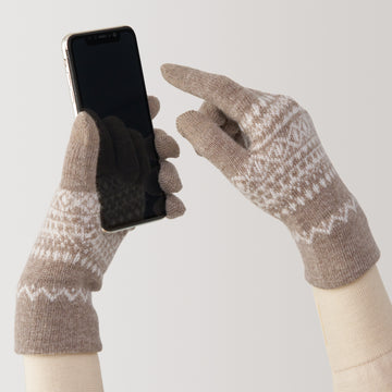 Wool Blend Patterned Touchscreen Gloves MUJI