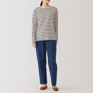 Women's Washed Denim Easy Tapered Pants MUJI