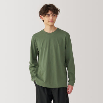 Men's Washed Heavy Weight Crew Neck Long Sleeve T-Shirt MUJI