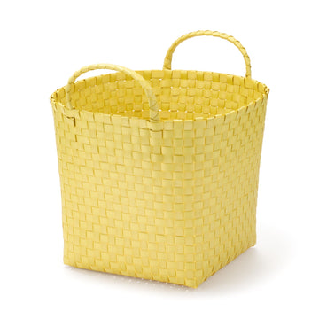 Recycled Polypropylene Strap Weave Basket - Yellow - Medium (Dia. 33 x H25 cm) MUJI