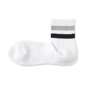 Right Angle Pile Short Socks White Stripe MUJI