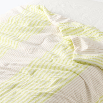 Cotton Seersucker Striped Thin Duvet - Single Green Stripe MUJI