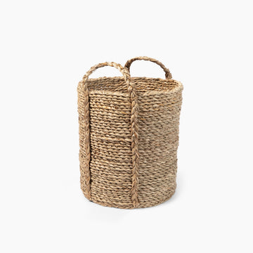 Seagrass Basket with Handle - Round Small (Dia 25 x H37 cm) MUJI