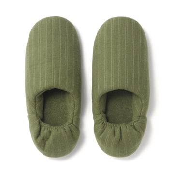Cotton Flannel Room Shoes Green Stripe MUJI