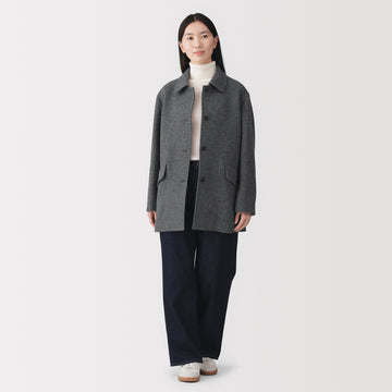 Reclaimed Wool Blend Tweed Half Coat MUJI