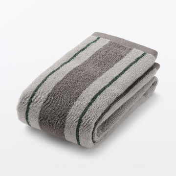 #WK36 YL - Twin Pile Face Towel JJAZ3A6A Charcoal Multi-stripe MUJI