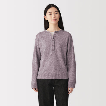 Wool BouclƩ Henley Sweater MUJI