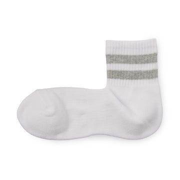 Pile Short Socks White Pattern MUJI
