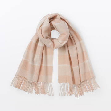#WK36 Fluffy Wool Blanket Stole DDD40A6A Light Pink Check MUJI