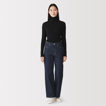 Kapok Blend Denim Straight Trousers MUJI