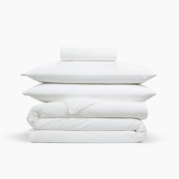 Washed Cotton 4 Piece Bedding Set - Double Off White MUJI