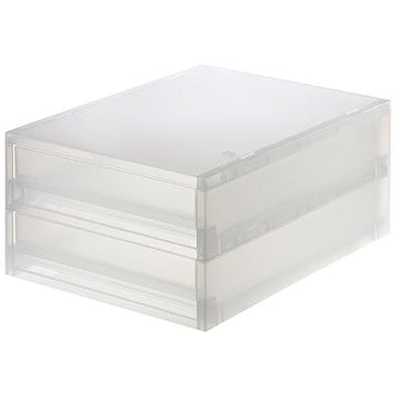 Polypropylene Storage Case Extra Shallow 2 Drawers (W26 x D37 x H16.5 cm) MUJI