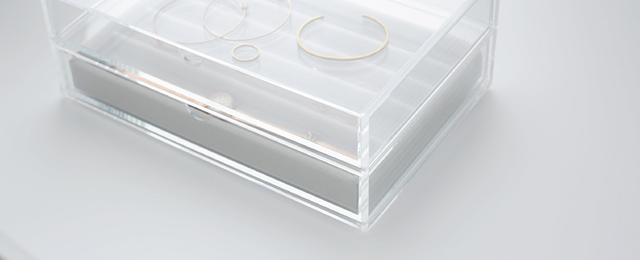 Clear Acrylic Storage Container on a White Background