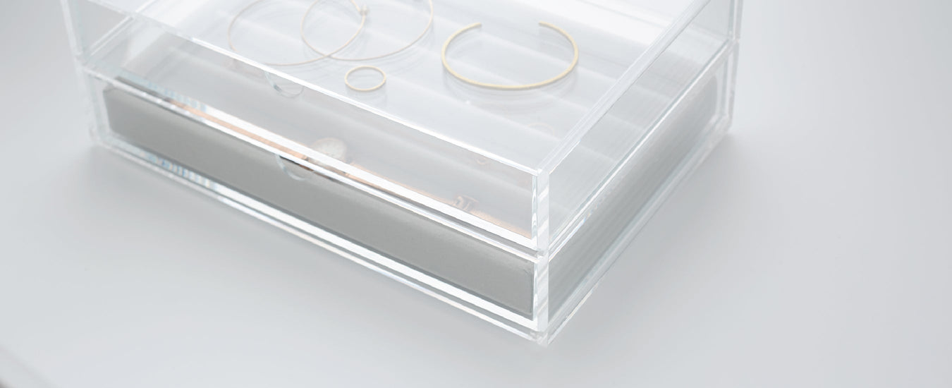 Clear Acrylic Storage Container on a White Background