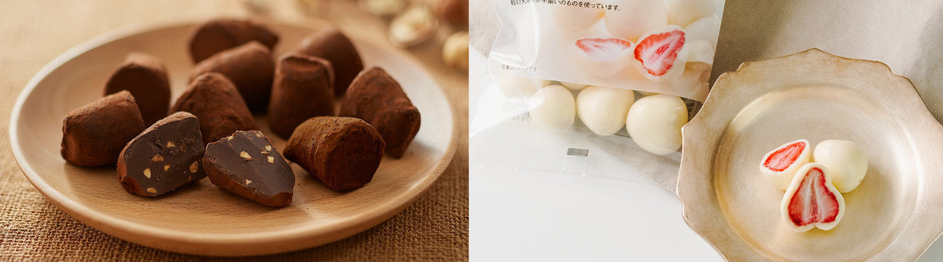 Cacao Truffles and Chocolate Coated Strawberries