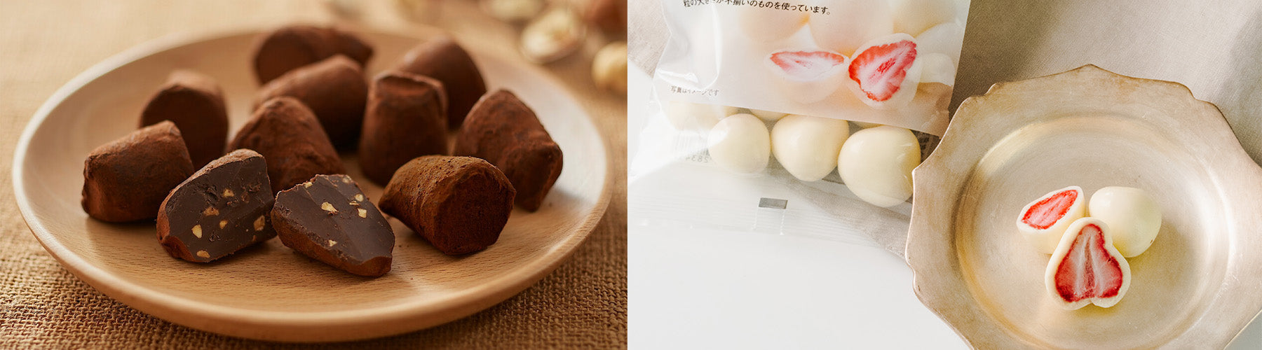 Cacao Truffles and Chocolate Coated Strawberries