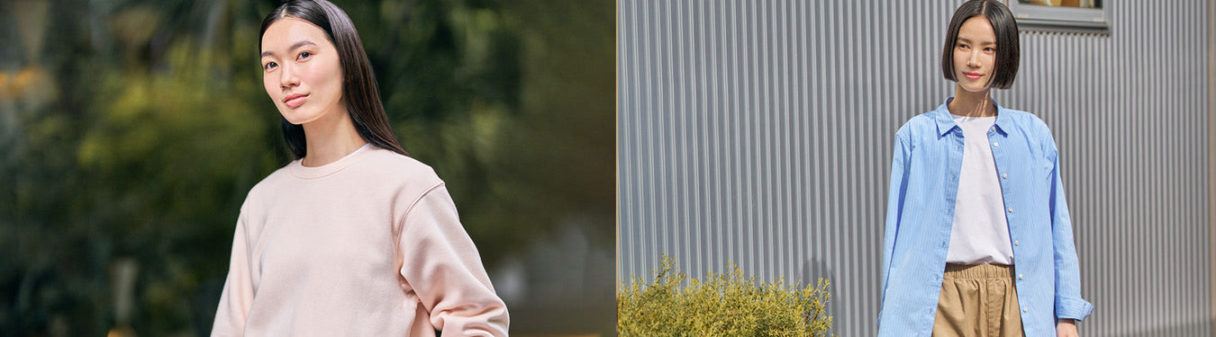 Women's apparel: Women's Sweatshirt in Pink, Women's Broadcloth Top in blue