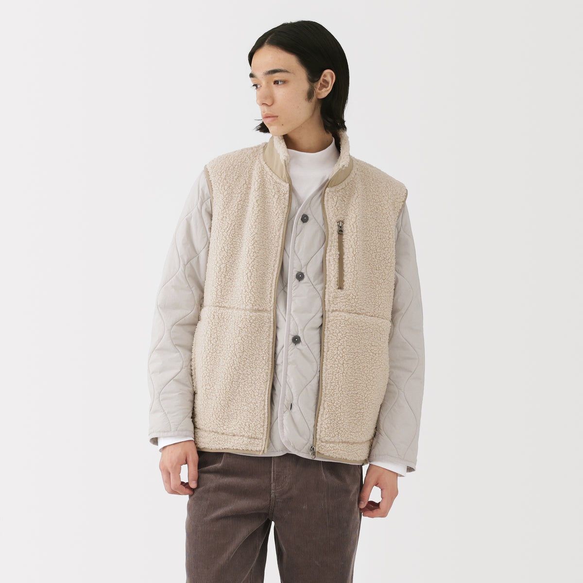 Howly REVERSIBLE BOA VEST Lサイズ Boa Fleece Vest | Men's Fall Outerwear | MUJI Canada