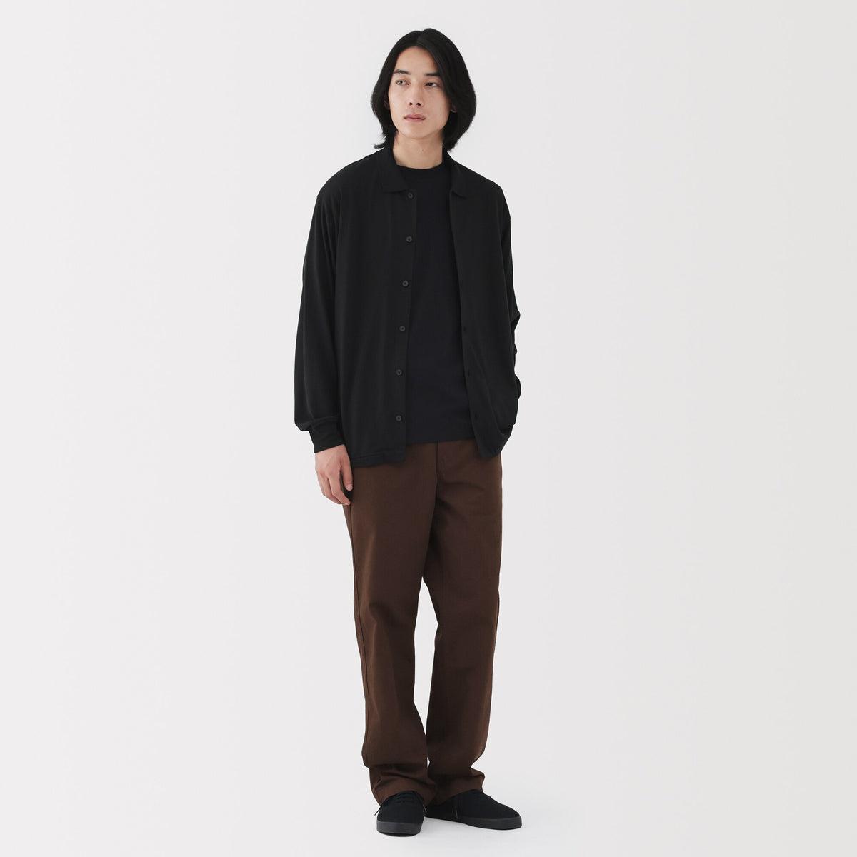 moon　　wide chino pants black M Washed Chino Wide Pants | Men's Chino Pants | MUJI Canada