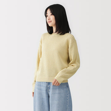 Cotton Blend Mesh Sweater MUJI