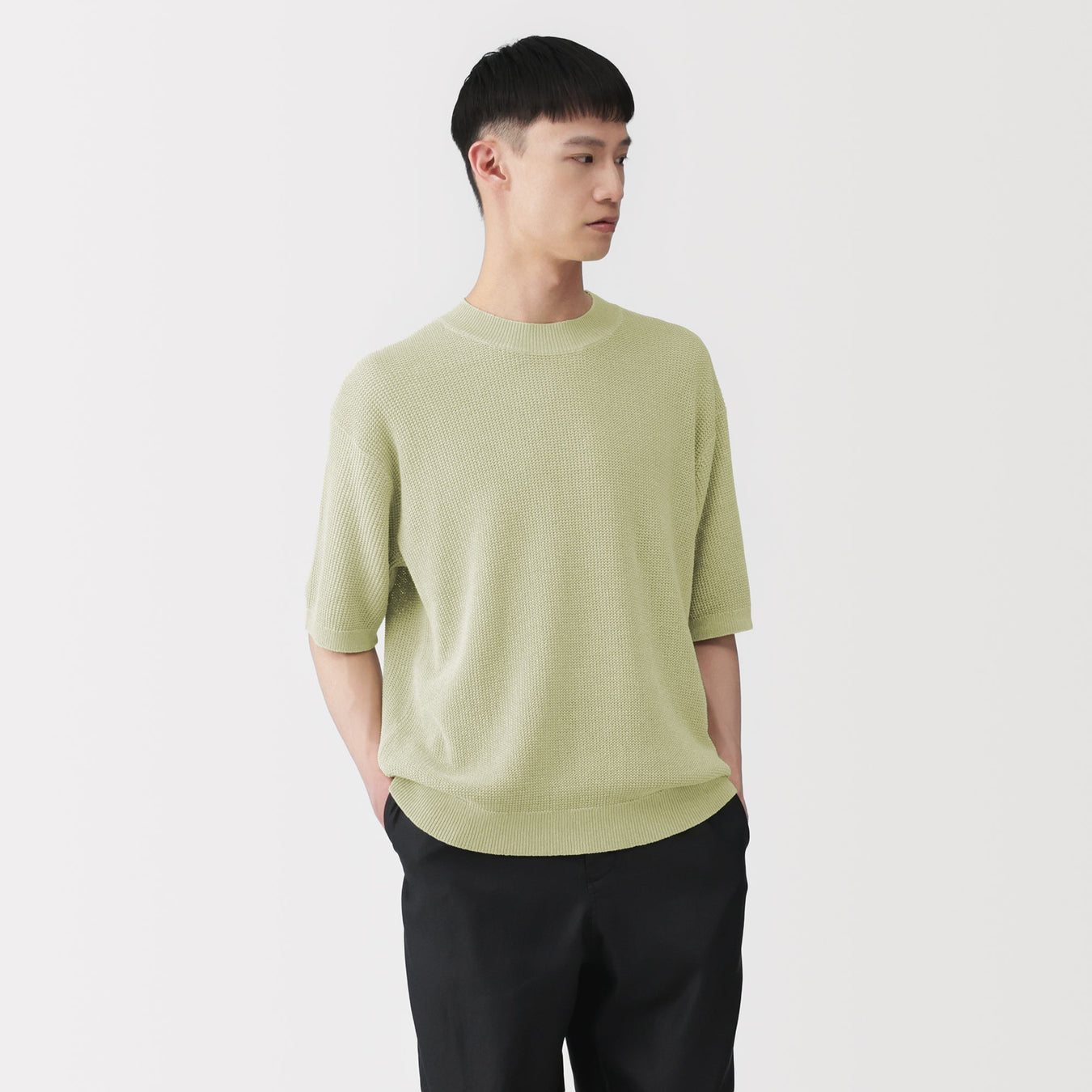 Labo Washi Blend Sweater Pale Green MUJI