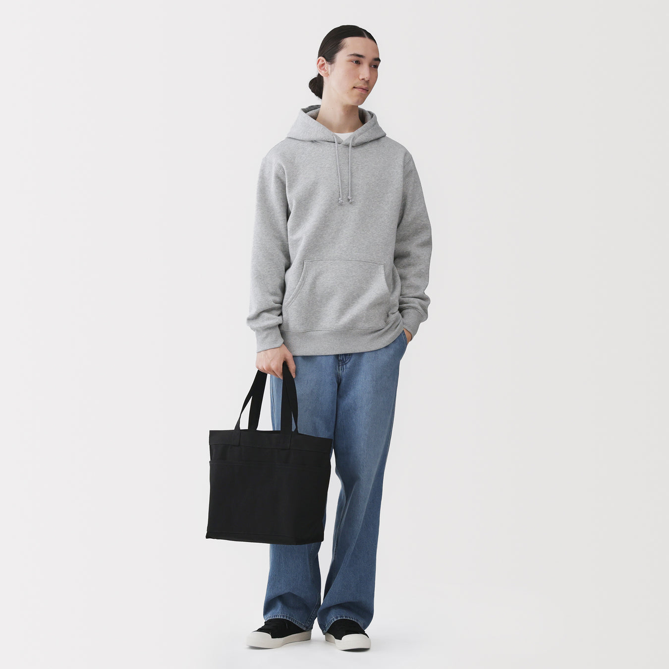 Canvas Wide Tote Bag Black MUJI