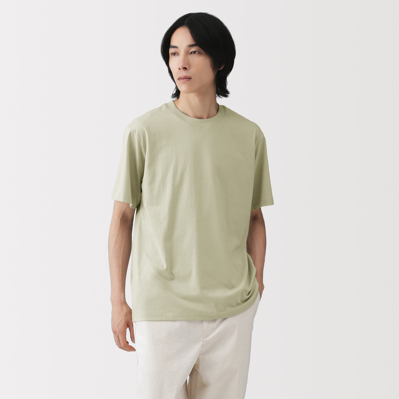 Jersey Crewneck T-Shirt Light Green MUJI