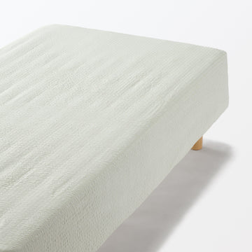 Cotton Seersucker Fitted Sheet Green MUJI