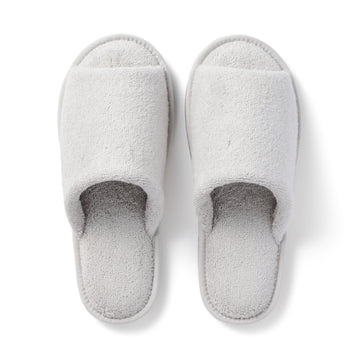 Cotton Pile Open Toe Slippers Grey MUJI