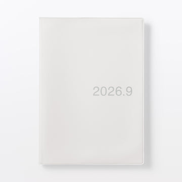 A5 White Grey Monthly/Weekly Planner From Aug. 2026 - Mon. Start MUJI