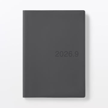 A5 Dark Grey Monthly/Weekly Planner From Aug. 2026 - Mon. Start MUJI