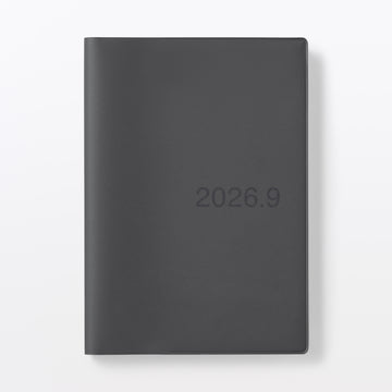 B6 Dark Grey Monthly/Weekly Planner From Aug. 2026 - Mon. Start MUJI