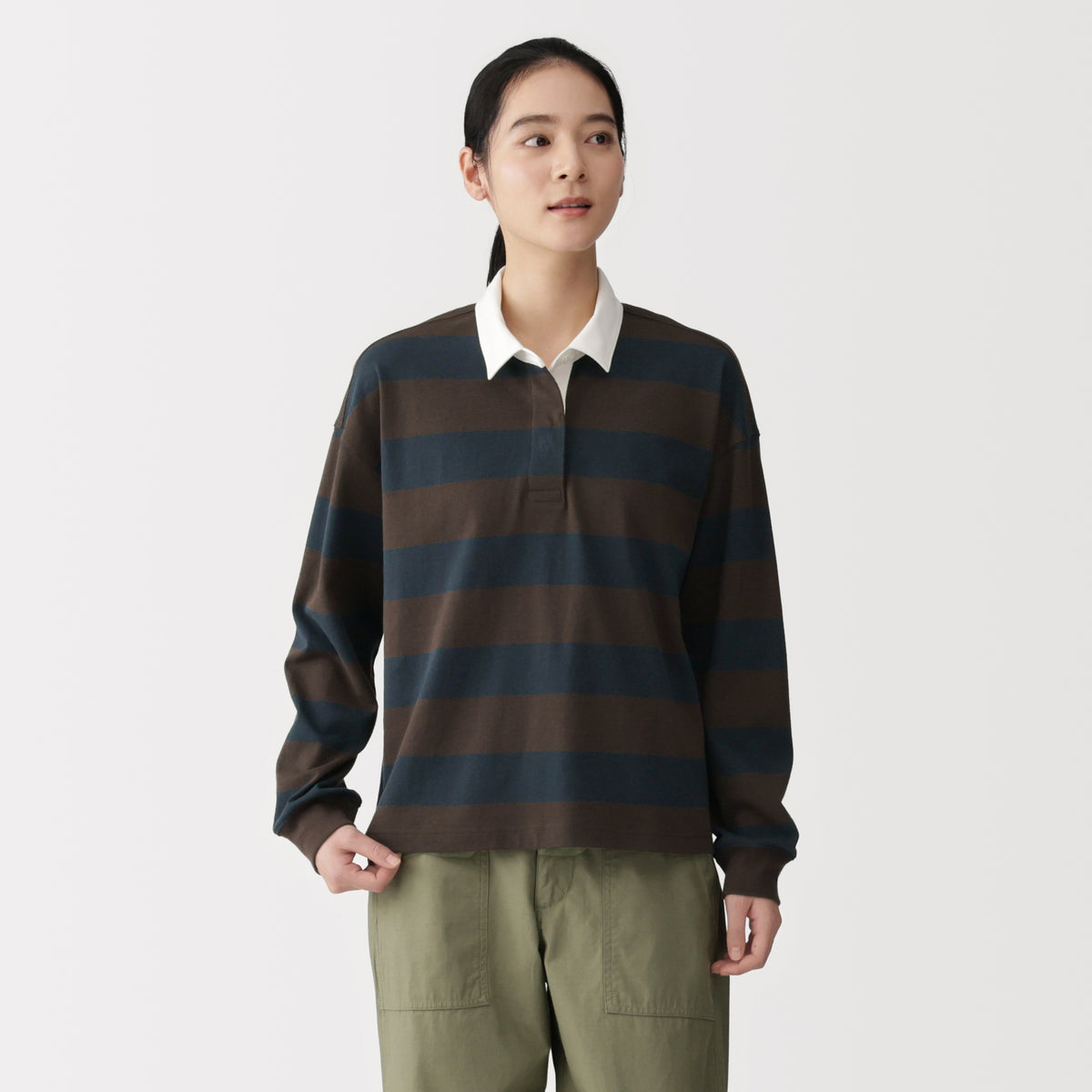 Cotton Jersey Rugby Shirt | Women's Tops | MUJI Canada