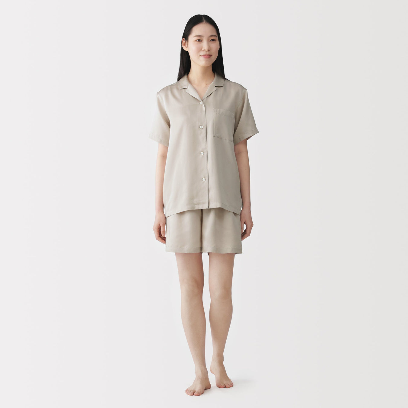 Lyocell Satin Pajamas Sand Beige MUJI