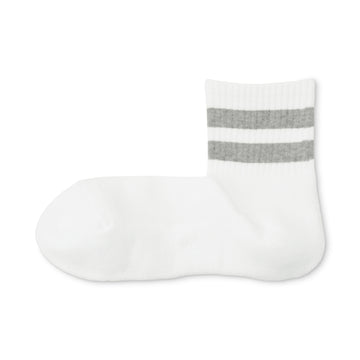 Pile Short Socks White Pattern MUJI