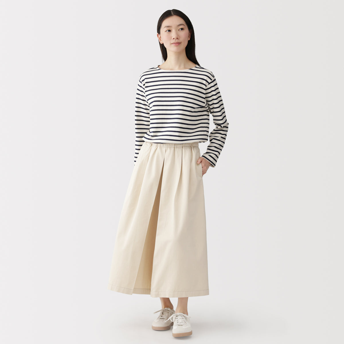 Kapok Blend Twill Skirt Pants | Women's Wide Pants | MUJI Canada
