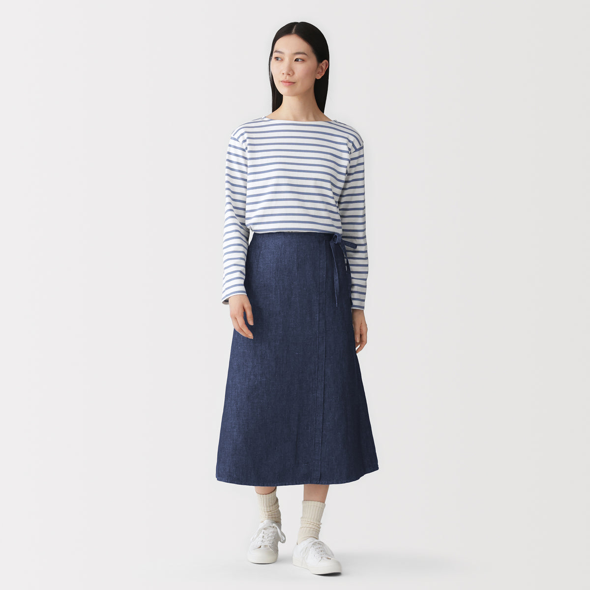 Hemp Blend Denim Wrap Skirt | Women's Skirts | MUJI Canada