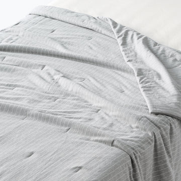 Cotton Cool Touch Thin Duvet - Single Grey Stripe MUJI