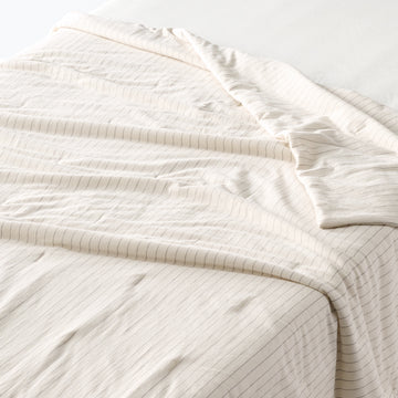 Cotton Cool Touch Thin Duvet - Double Ivory Stripe MUJI